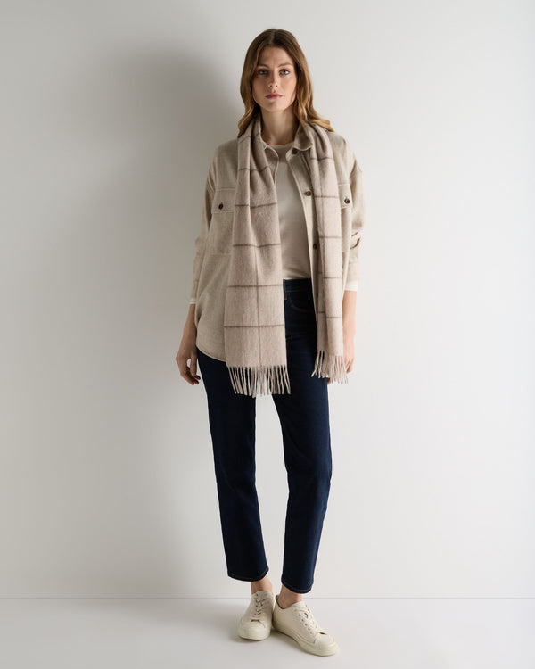 N.Peal Women's Woven Cashmere Overshirt Beige Brown