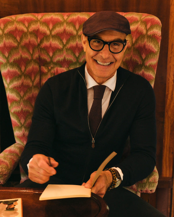 N.PEAL x TUCCI KNITTED TIE Navy Blue + Brown
