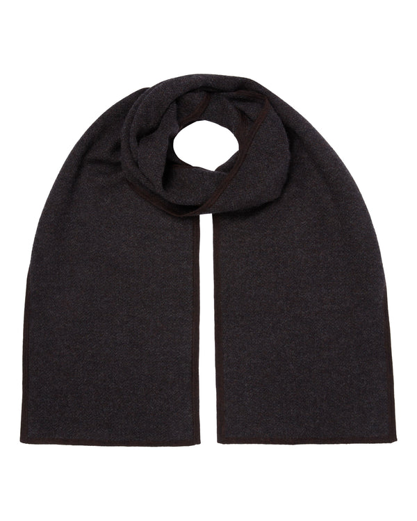 N.PEAL x TUCCI SUPERFINE HERRINGBONE SCARF Dark Charcoal Grey