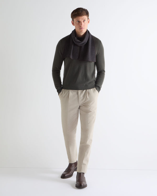 N.PEAL x TUCCI SUPERFINE HERRINGBONE SCARF Dark Charcoal Grey