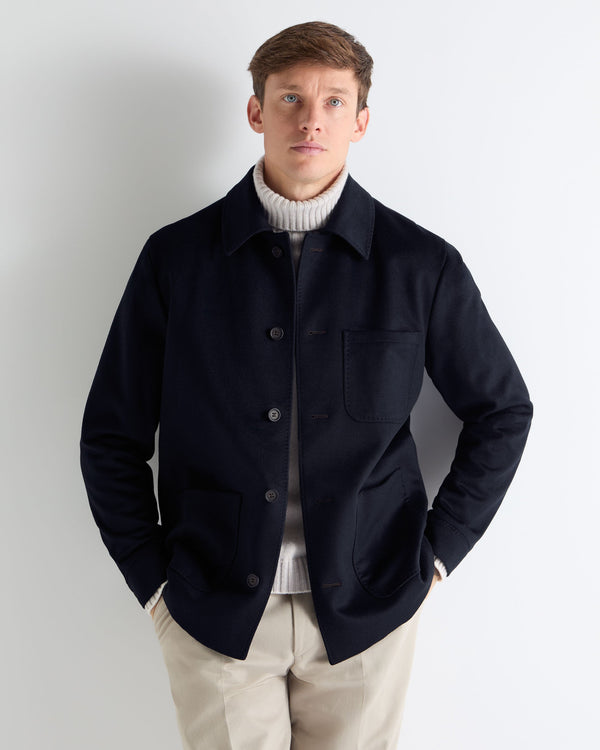 TUCCI CASHMERE UTILITY JACKET Dark Navy Blue