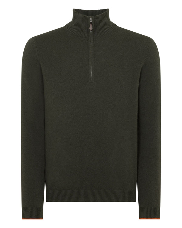 N.PEAL x TUCCI HALF ZIP Arabica Khaki Green