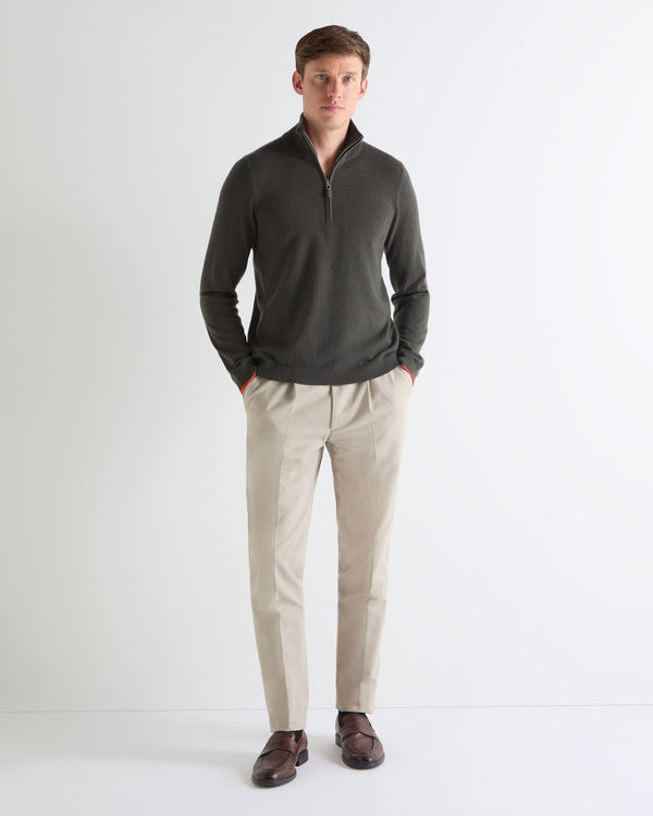 N.PEAL x TUCCI HALF ZIP Arabica Khaki Green