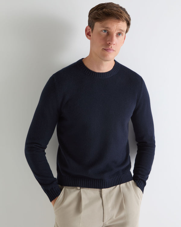 N.PEAL x TUCCI ROUND NECK SWEATER Navy Blue
