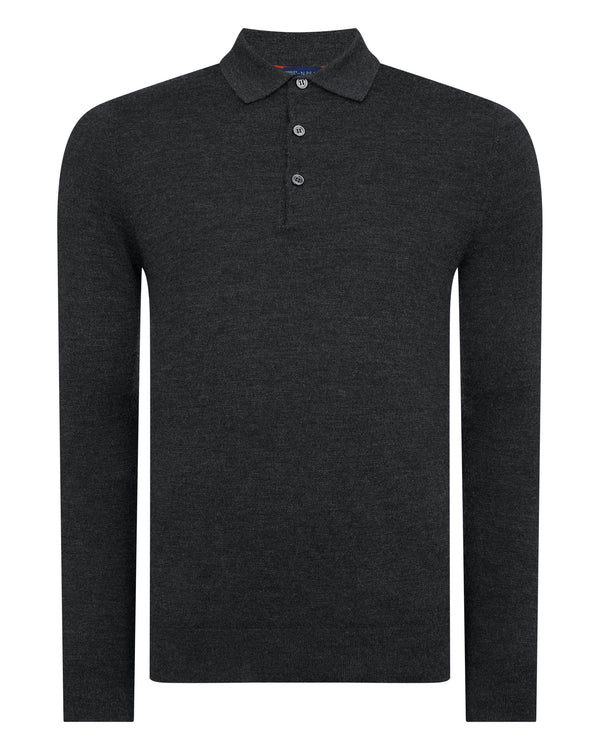 N.PEAL x TUCCI SUPERFINE POLO SHIRT Dark Charcoal Grey
