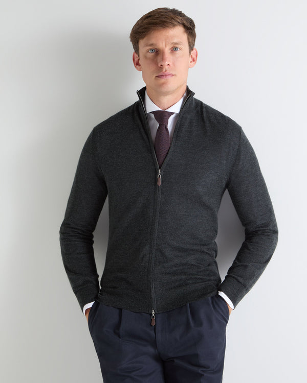 N.PEAL x TUCCI SUPERFINE FULL ZIP Dark Charcoal Grey