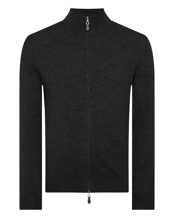 N.PEAL x TUCCI SUPERFINE FULL ZIP Dark Charcoal Grey