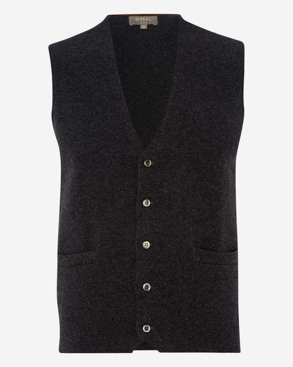 N.Peal Men's Chelsea Cashmere Waistcoat Dark Charcoal Grey