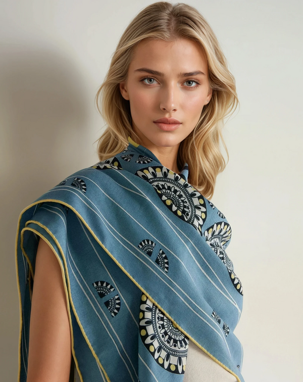 N.Peal Women's Printed Foulard Blue