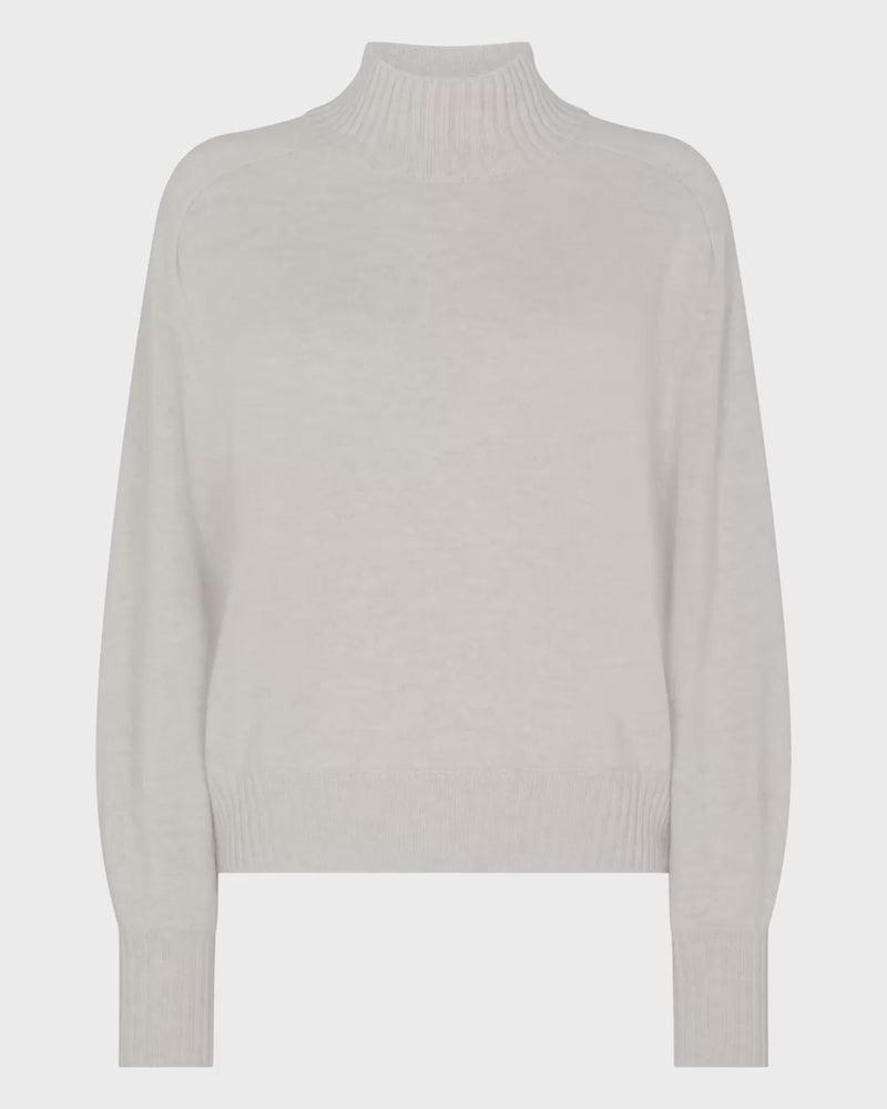 N.Peal Women's Funnel Neck Cashmere Jumper Pebble Grey