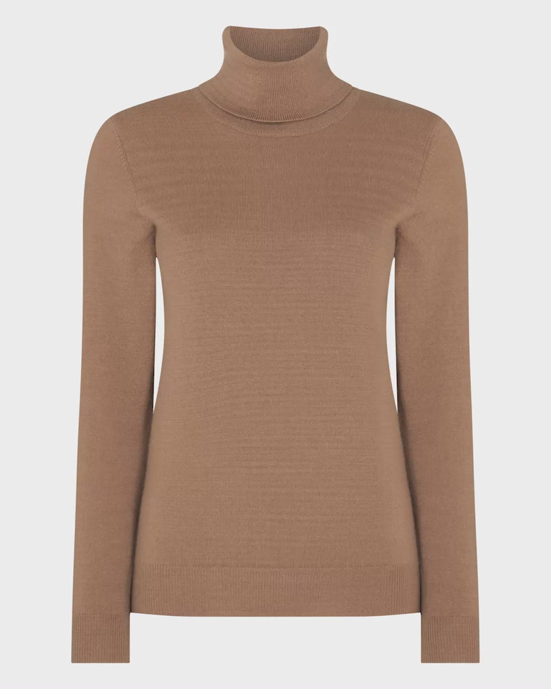 N.Peal Women's Luna Roll Neck Cashmere Jumper Camel Brown