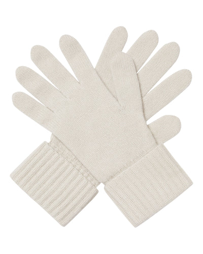 N.Peal Women's Ribbed Cashmere Gloves Snow Grey