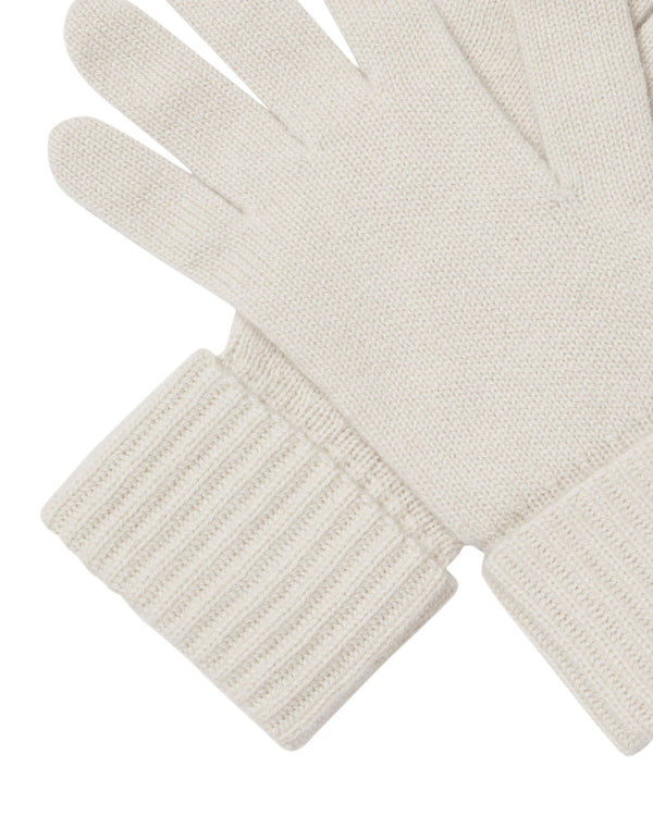 N.Peal Women's Ribbed Cashmere Gloves Snow Grey