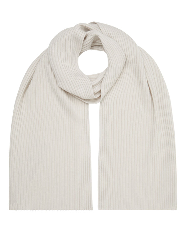 N.Peal Unisex Short Ribbed Cashmere Scarf Snow Grey