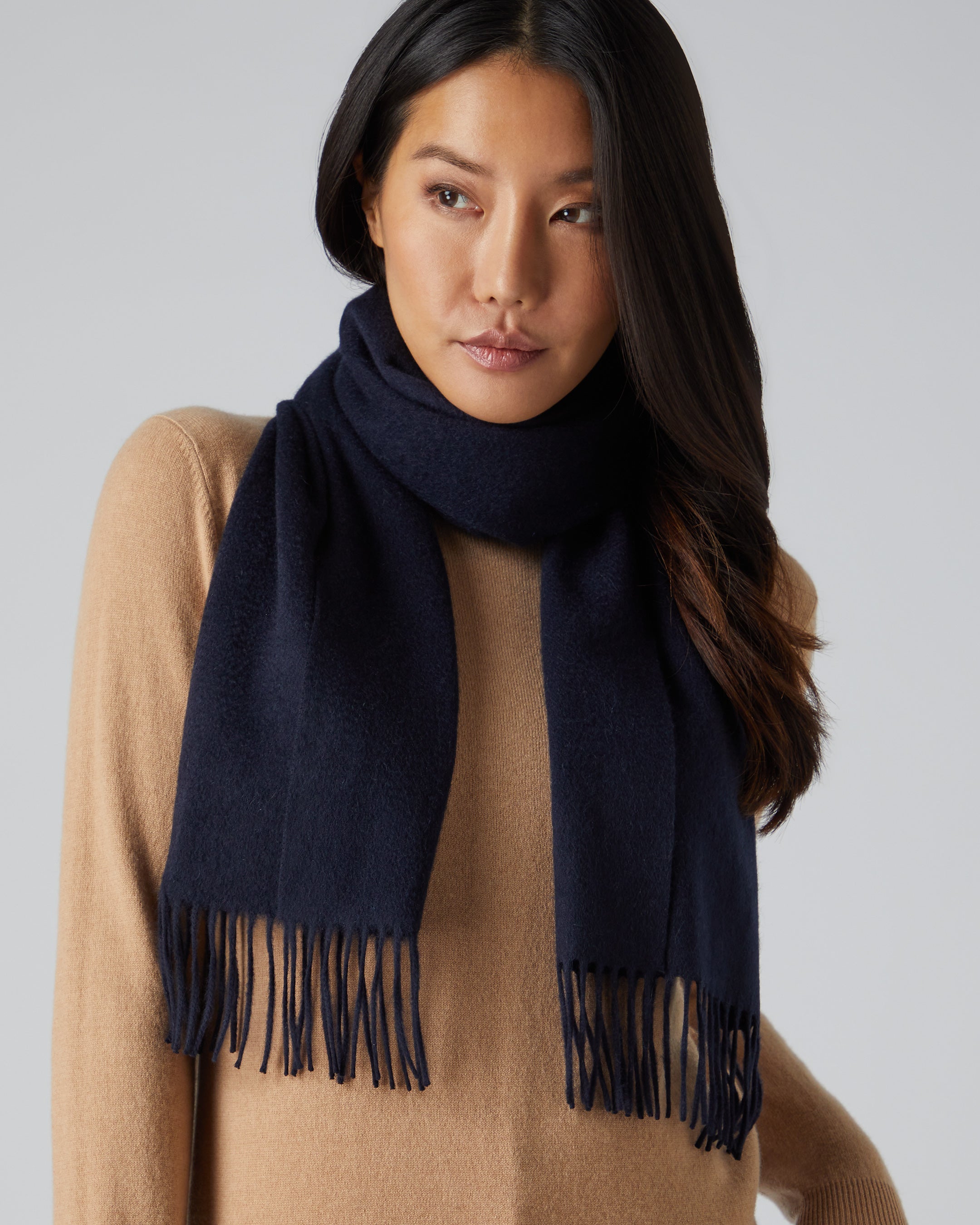 Unisex Woven Cashmere Scarf Navy Blue | N.Peal