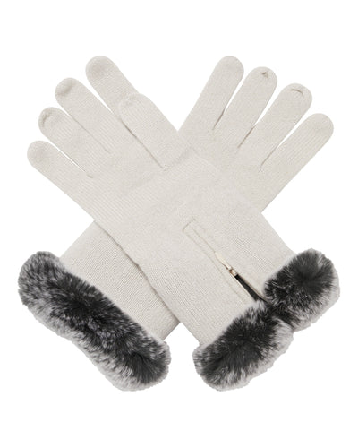 N.Peal Women's Fur And Cashmere Gloves Snow Grey