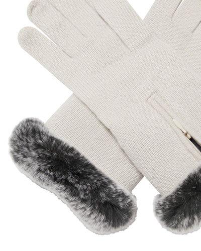 N.Peal Women's Fur And Cashmere Gloves Snow Grey