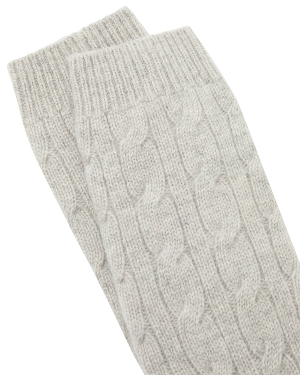 N.Peal Women's Cable Cashmere House Sock Fumo Grey