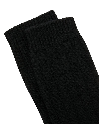 N.Peal Men's Rib Cashmere House Socks Black