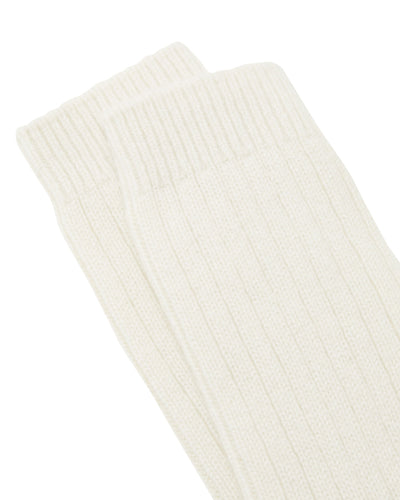 N.Peal Women's Rib Cashmere House Socks New Ivory White