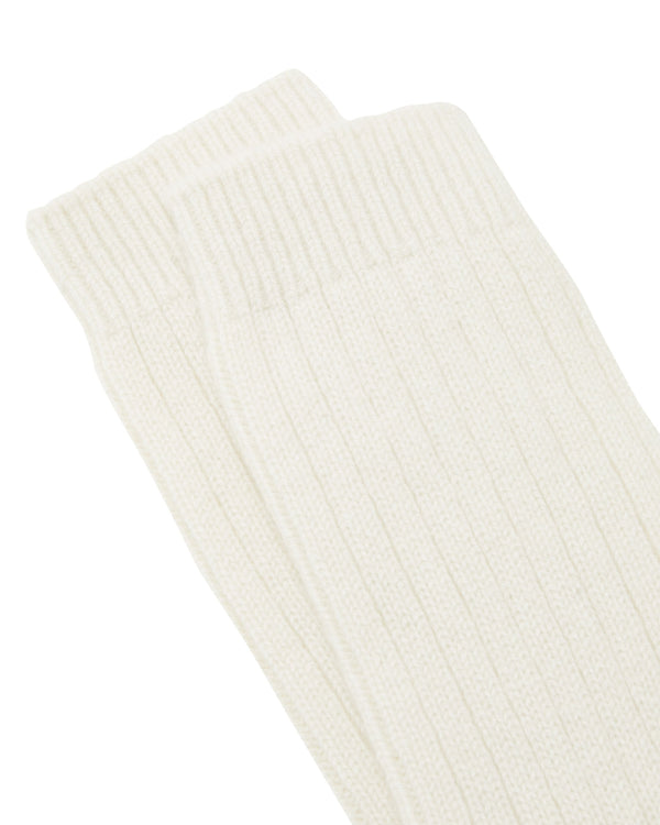N.Peal Women's Rib Cashmere House Socks New Ivory White