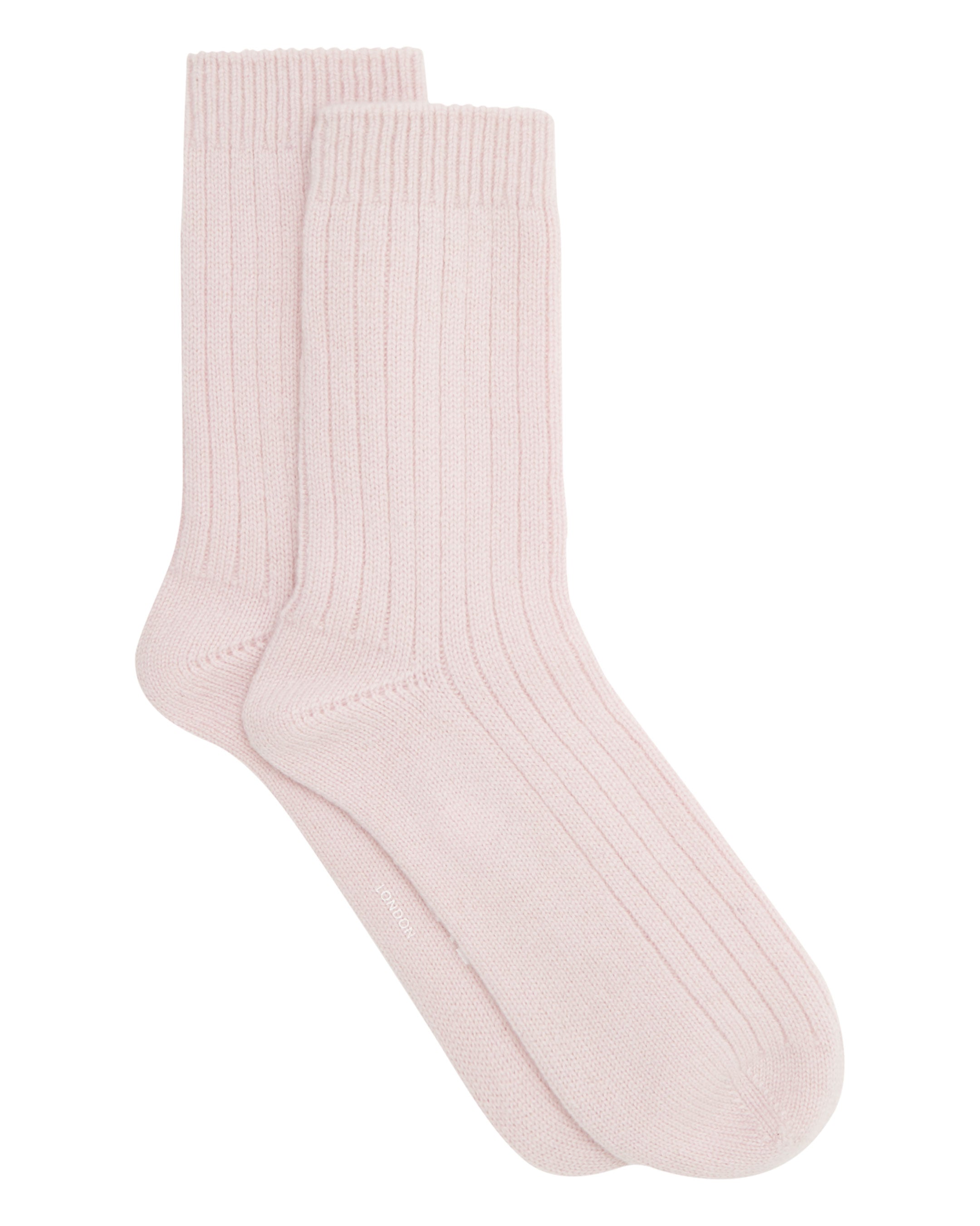 Women s Rib Cashmere House Socks Pale Pink