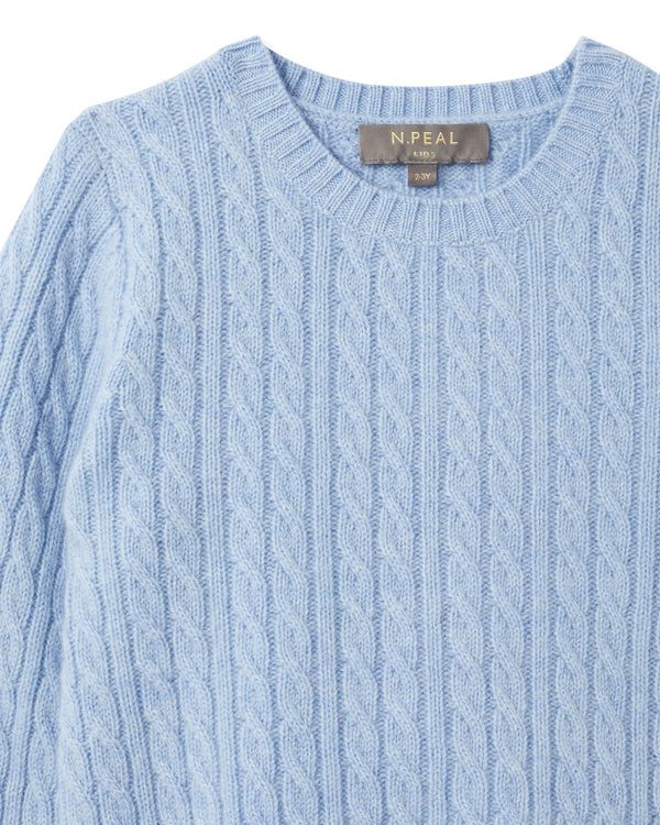 N.Peal Cable Cashmere Sweater Cornflower Blue