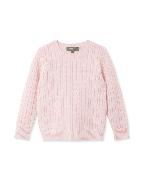 N.Peal Cable Cashmere Sweater Pale Pink