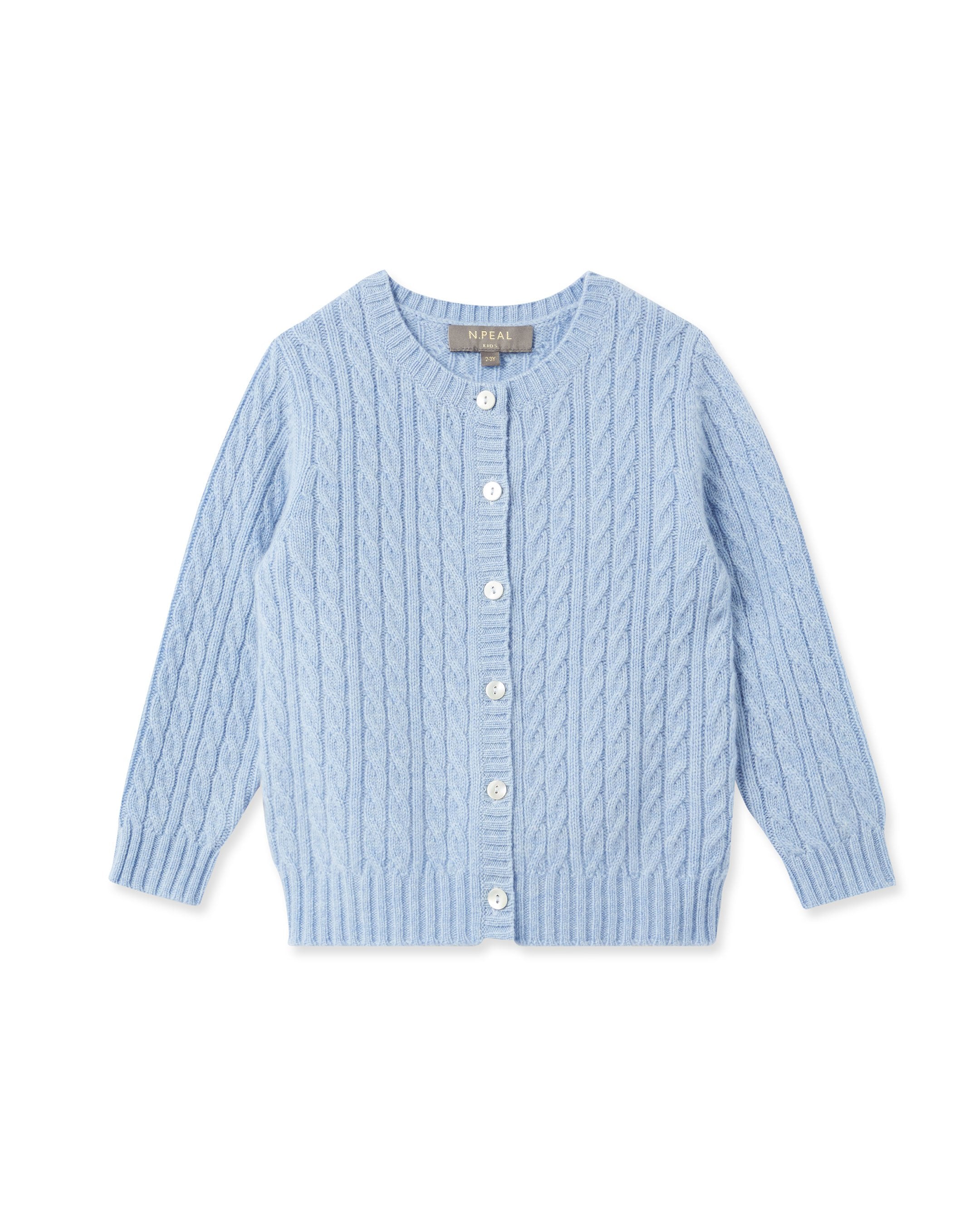 N.Peal Cashmere Cable Cardigan Cornflower Blue 3 6M