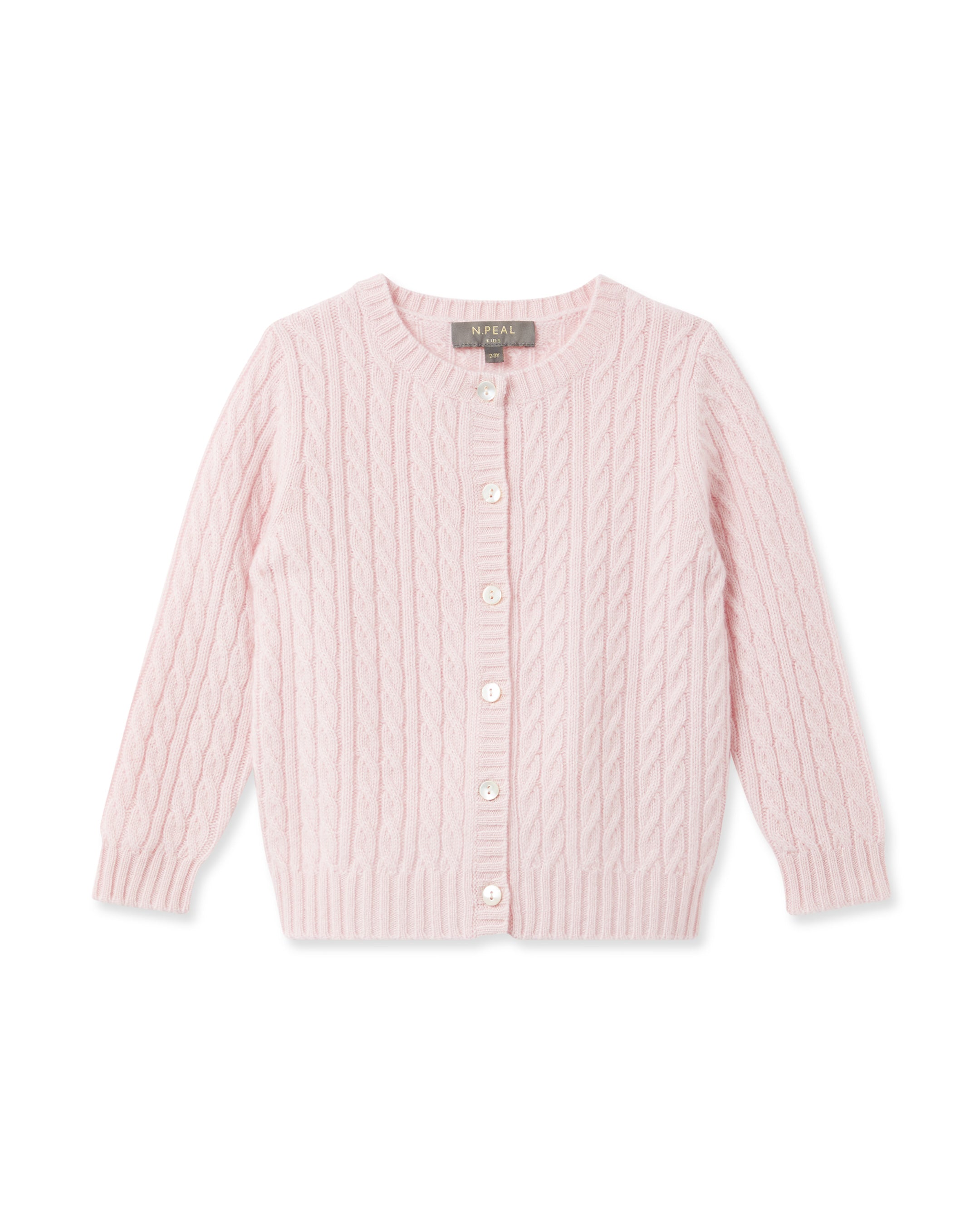 Cashmere Cable Cardigan Pale Pink