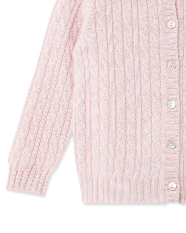 Ribbed Knit Cashmere Cardigan - Cameo Pink