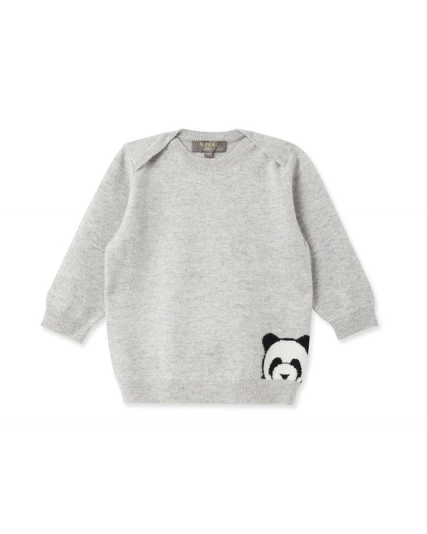 N.Peal Panda Cashmere Sweater Fumo Grey