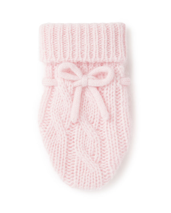 N.Peal Cable Cashmere Mittens Pale Pink