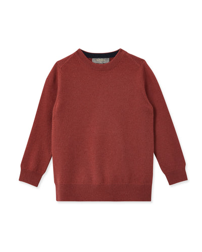 N.Peal Boys Round Neck Cashmere Sweater Brick Red