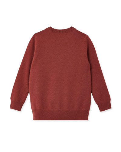 N.Peal Boys Round Neck Cashmere Sweater Brick Red