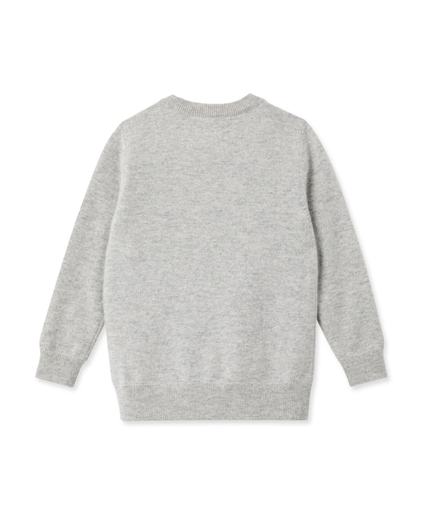 N.Peal Boys Round Neck Cashmere Sweater Fumo Grey