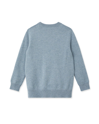 N.Peal Boys Round Neck Cashmere Sweater Heather Blue