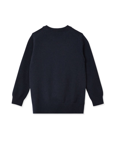 N.Peal Boys Round Neck Cashmere Sweater Navy Blue