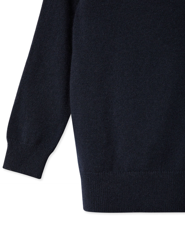 N.Peal Boys Round Neck Cashmere Sweater Navy Blue