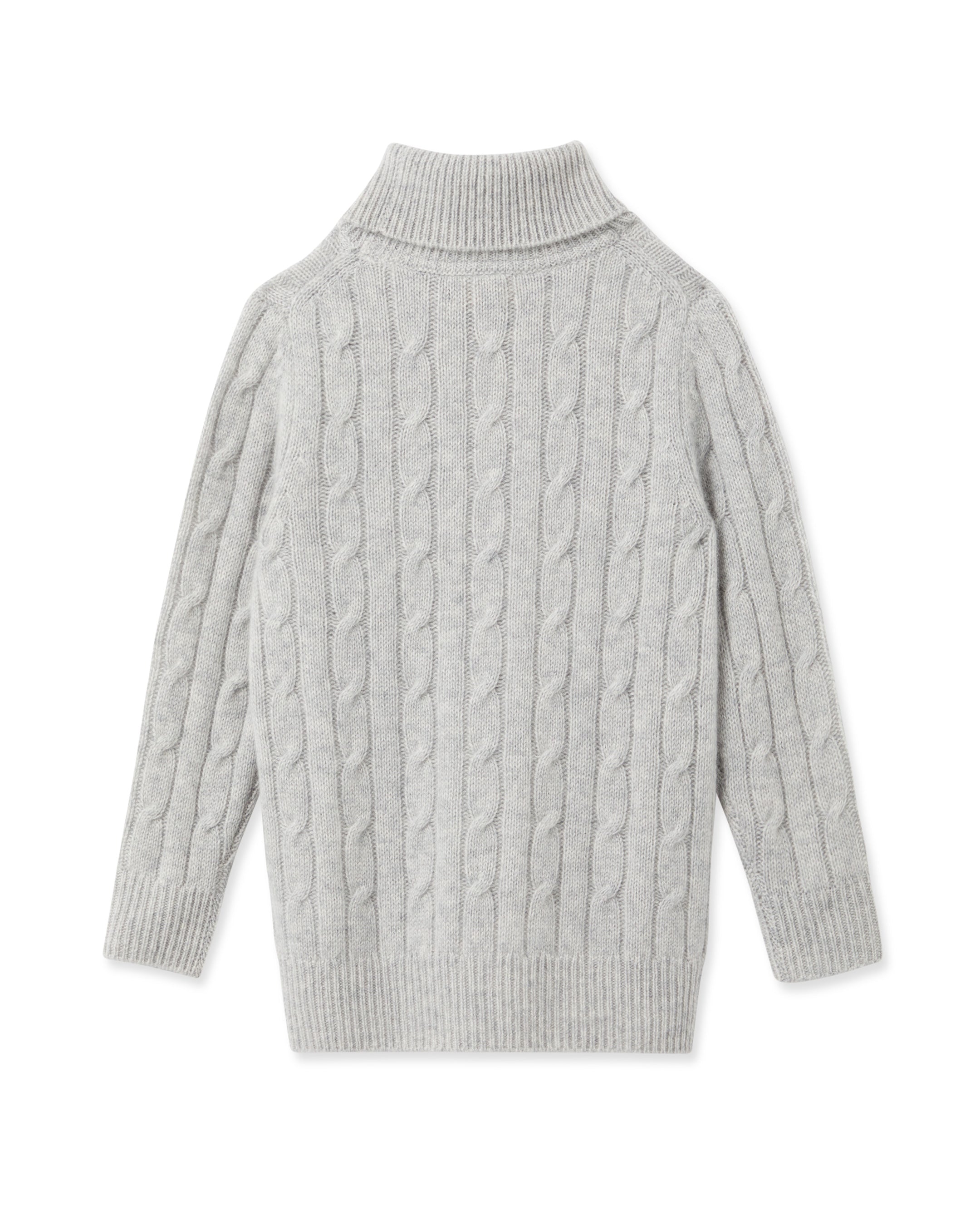 Boys Cable Turtle Neck Cashmere Sweater Fumo Grey | N.Peal
