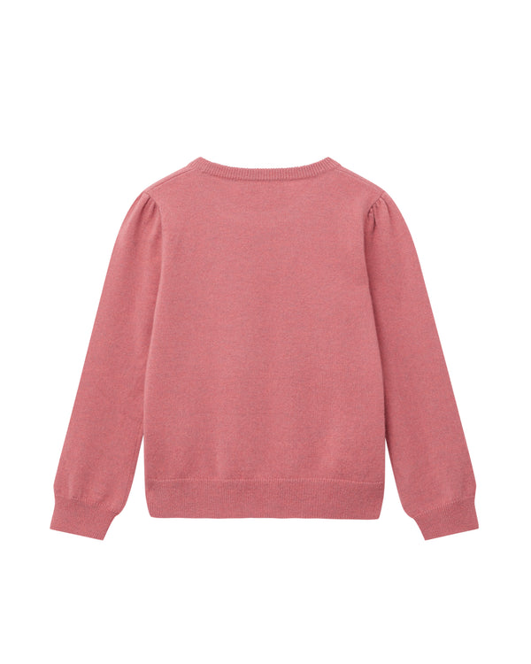 N.Peal Girls Round Neck Cashmere Sweater Heather Pink