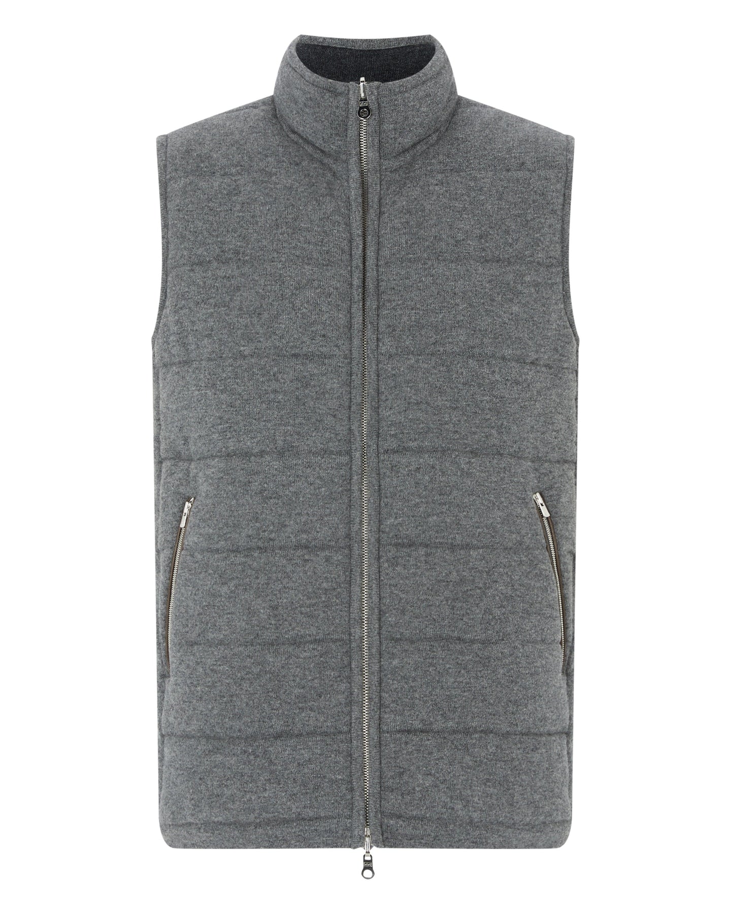 N.Peal Men's The Mall Quilted Cashmere Gilet Elephant Grey + Dark Charcoal Grey