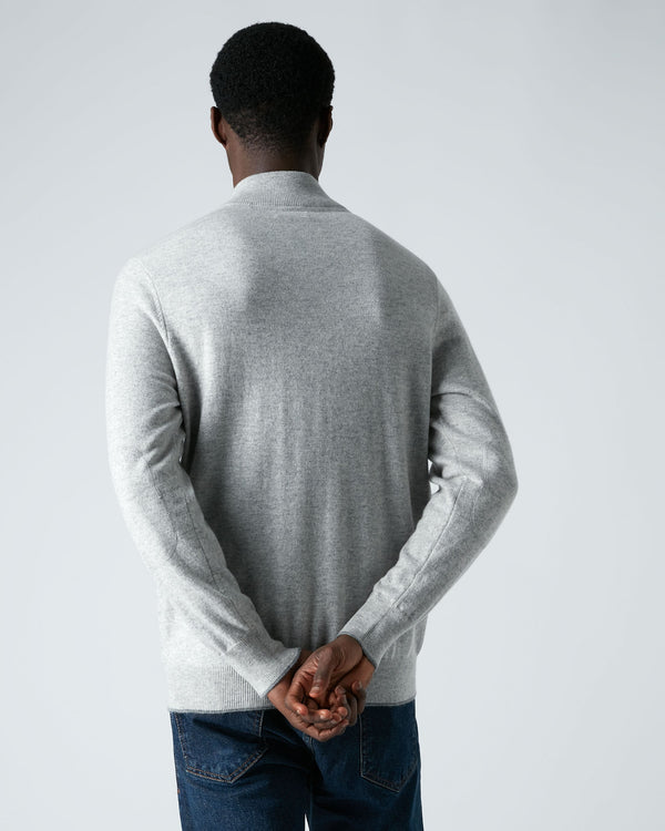 N.Peal Men's The Carnaby Half Zip Cashmere Sweater Fumo Grey