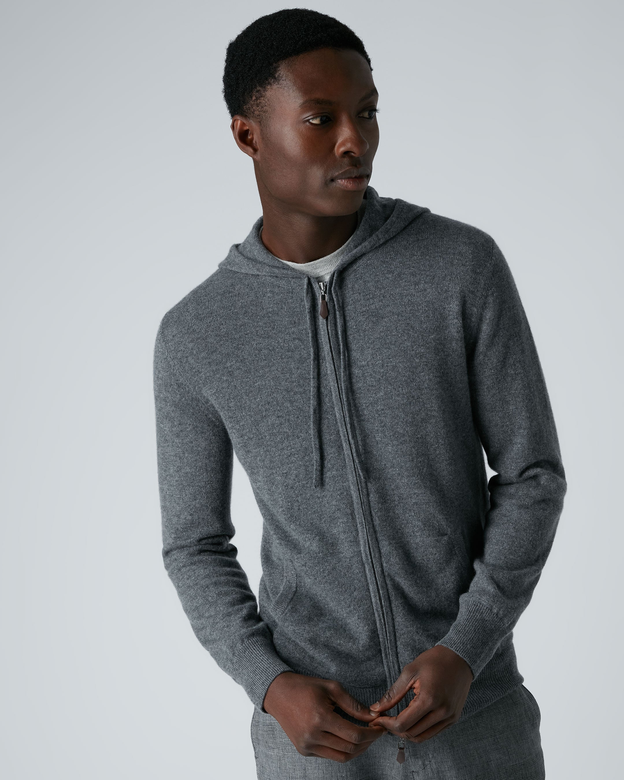 Mens cashmere hot sale hoodie zip