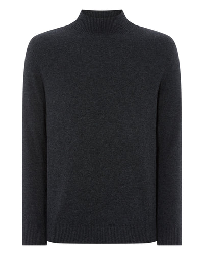 N.Peal Men's Turtle Neck Cashmere Sweater Dark Charcoal Grey