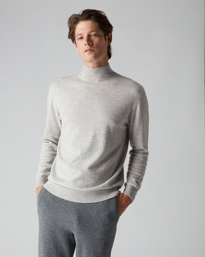N.Peal Men's Turtle Neck Cashmere Sweater Fumo Grey