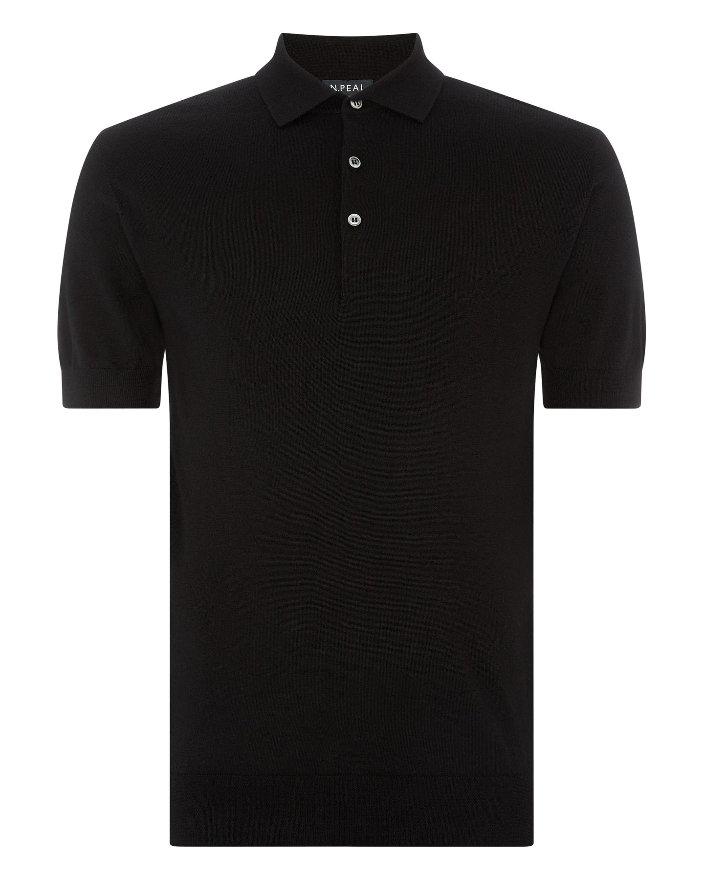 N.Peal 007 Fine Gauge Polo T Shirt Black