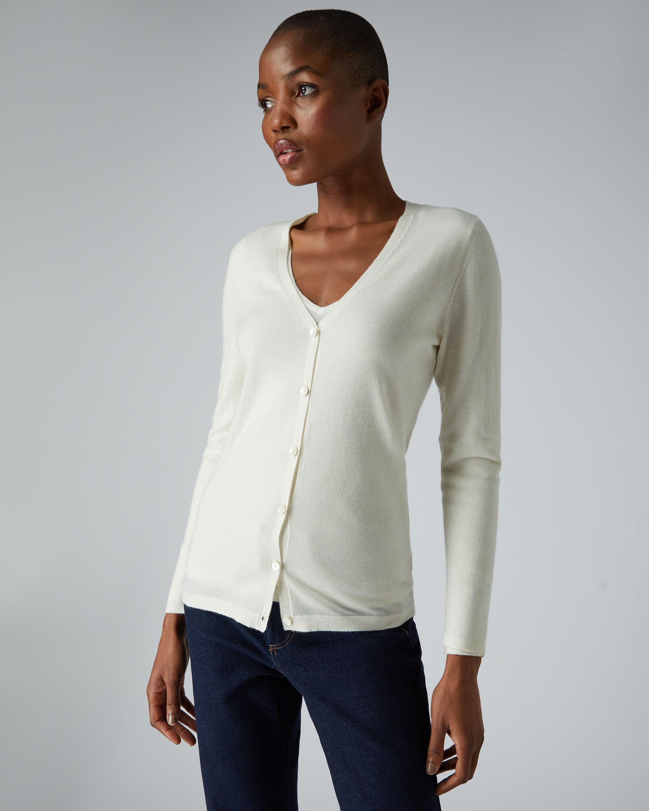 Ivory cashmere outlet cardigan