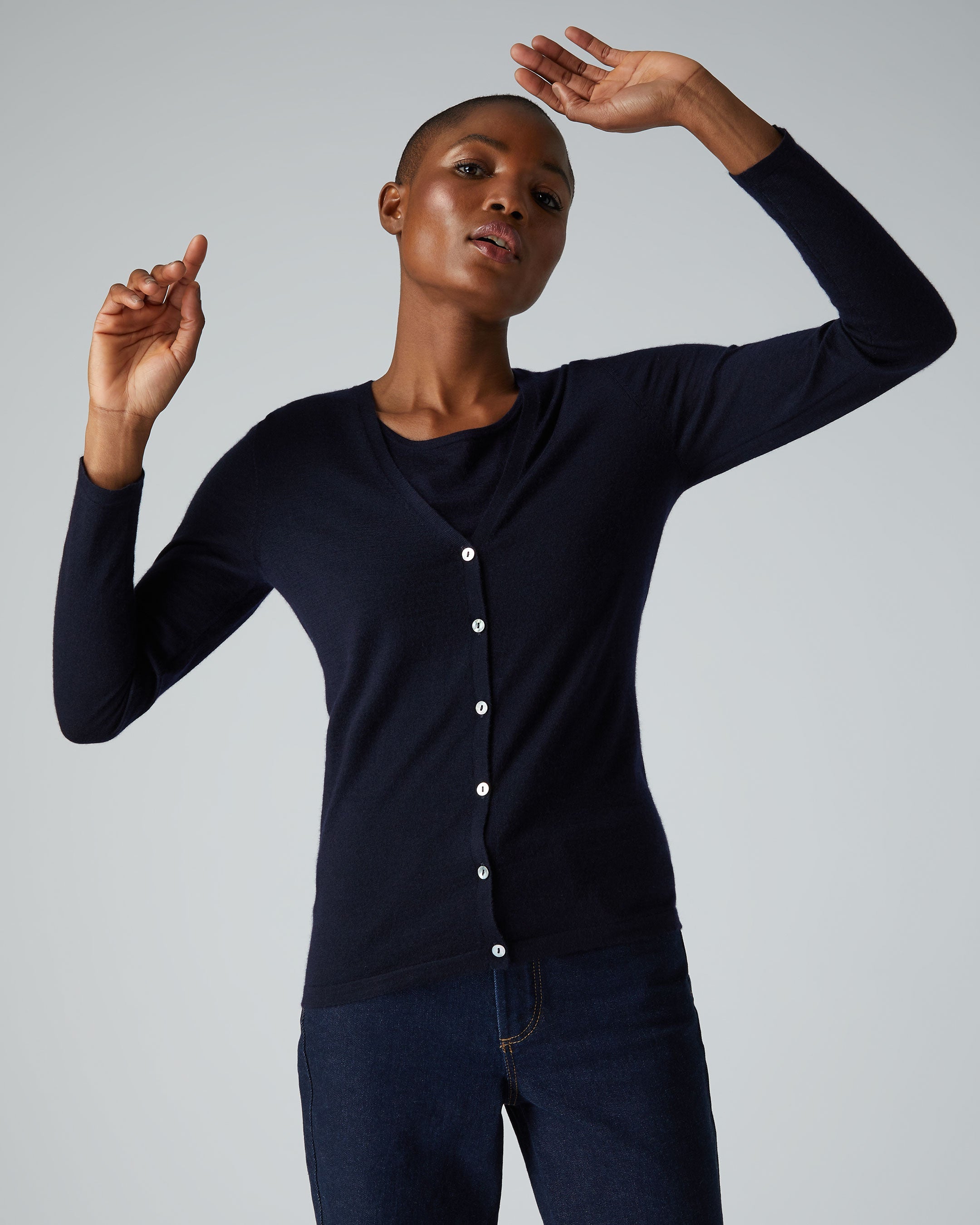 Navy v clearance neck cardigan