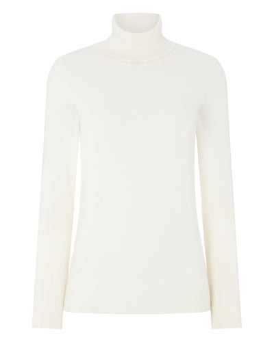 N.Peal Women's Polo Neck Cashmere Jumper New Ivory White